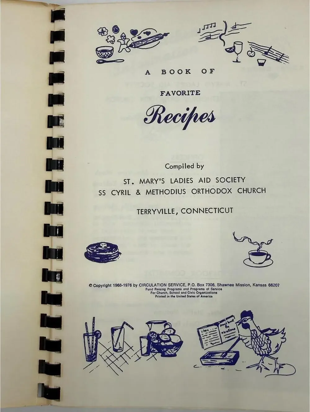 Vintage Community Cookbook, Terryville Connecticut, 1970s Spiral-Bound